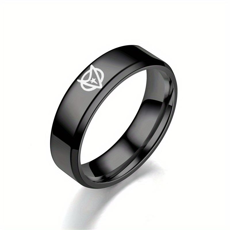 

1 шт. Модное, Стильное, Универсальное и Минималистичное кольцо из титановой стали, Подходящее для ношения мужчинами и женщинами 13 чёрный