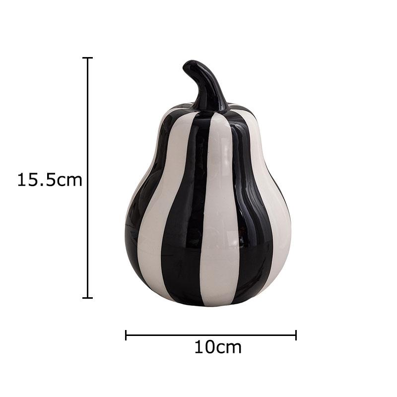 Black and White Striped Apples/pear Ceramic Statue Desk Decoration Minimalist Fruits Sculpture Ornaments Room Aesthetic Decor