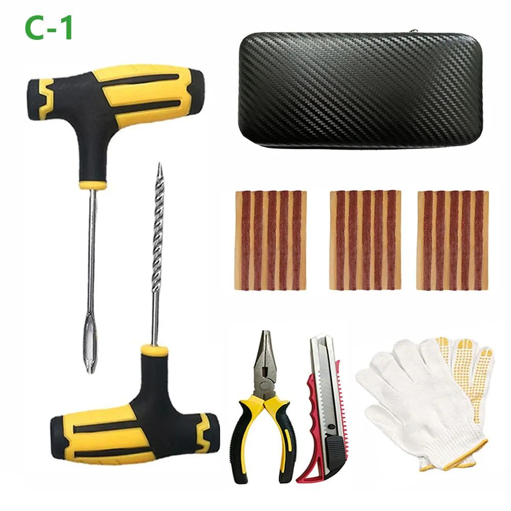 Car Tire Repair Kit Studding Tool with Rubber Strips Tool Puncture Plug Tool Set Glue Free Auto Motorcycle Repair Tire Film Nail