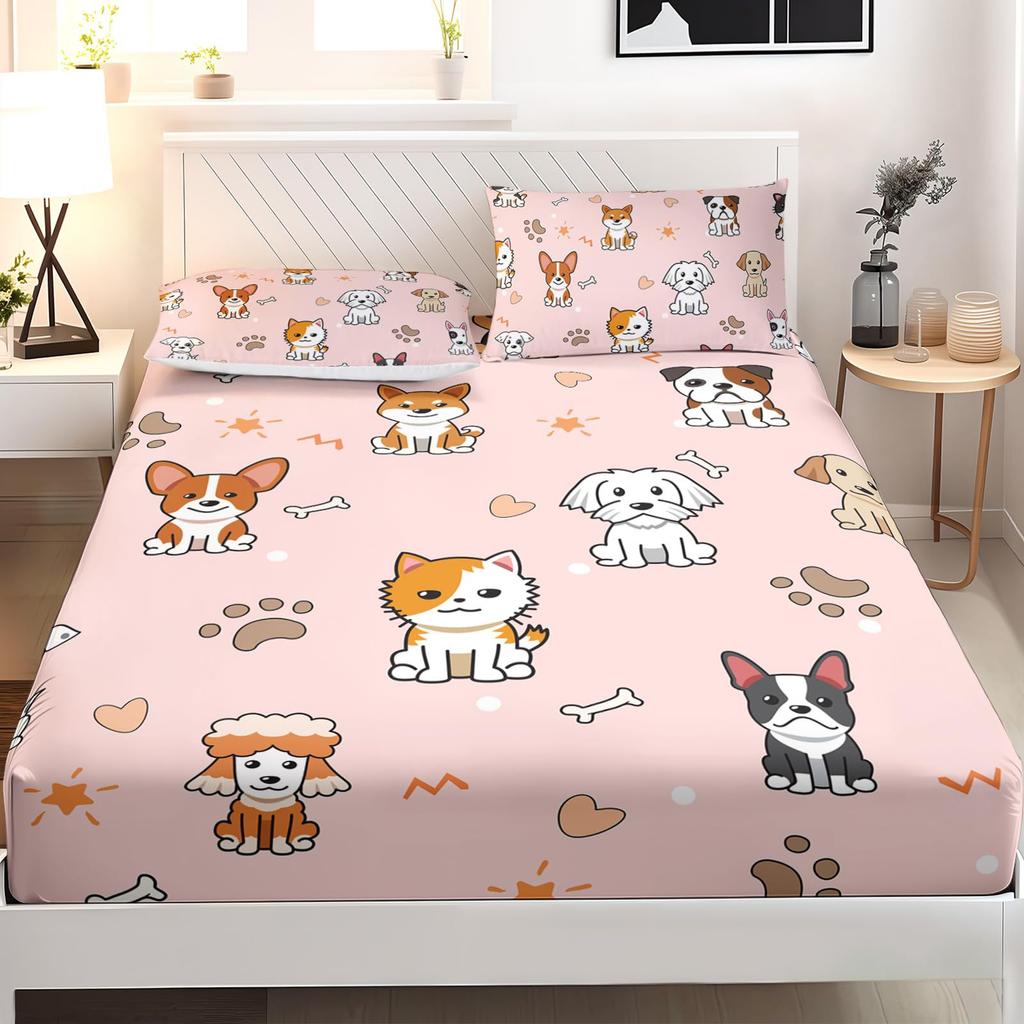 Dog Animal Pattern Bed Hat Three-Piece Digital Printing Bedding Bed Hat Three-Piece Set Children And Adults