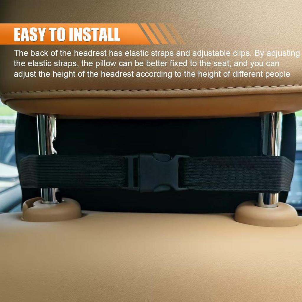 Car Headrest Pillow for Driving - Memory Foam Soft Automotive Neck Support Pillow Cushion with Adjustable Strap - Comfortable Car Seat Headrest