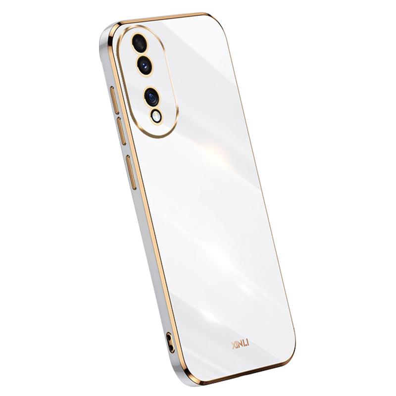 

XINLI For Honor 90 Shockproof Phone Case Precise Lens Cut-out TPU Electroplated Cover White