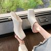 Fashion Aphixta 6.5cm High Heels Elegant Women Slides Square Toe Shallow Summer Dress Slides Sexy Metal Strange Style Heels Shoes Size42