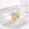 Cubic Zircon Irregular Hollow Opening Ring for Women, Geometric Twist Lines Stainless Steel Ring, Fashion Waterproof Jewelry