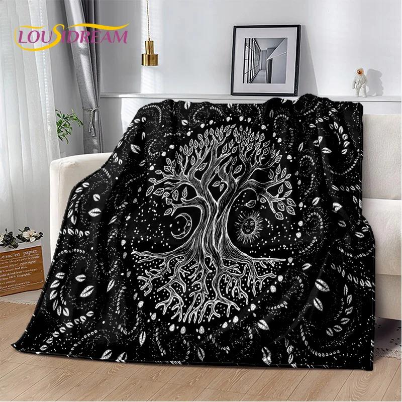 Nordic Mythology Yggdrasil Nature Tree of Life Blanket,Flannel Soft Throw Blanket for Home Bedroom Bed Sofa Picnic Office Kids