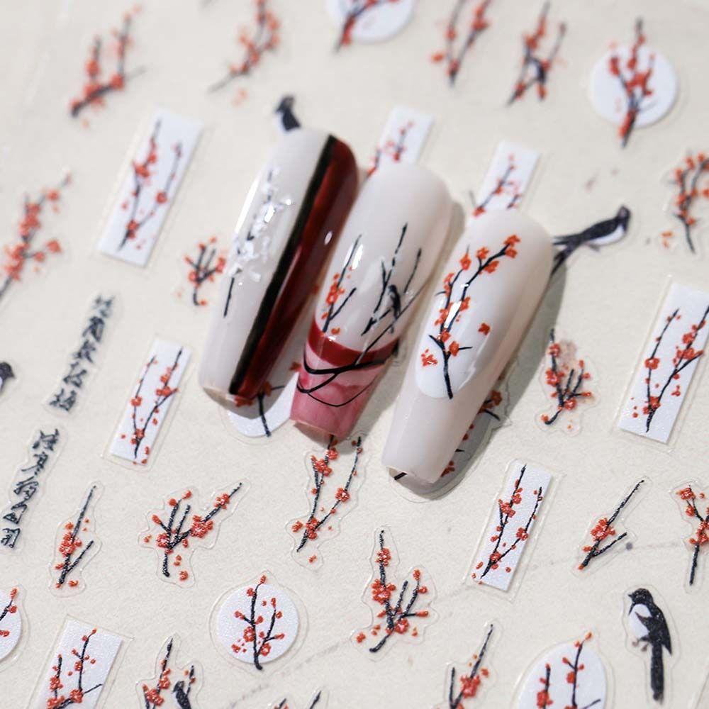 

Dragon Chinese Nail Decals White Magnolia Flower Chinese Nail Art Decorations Lady StyleH