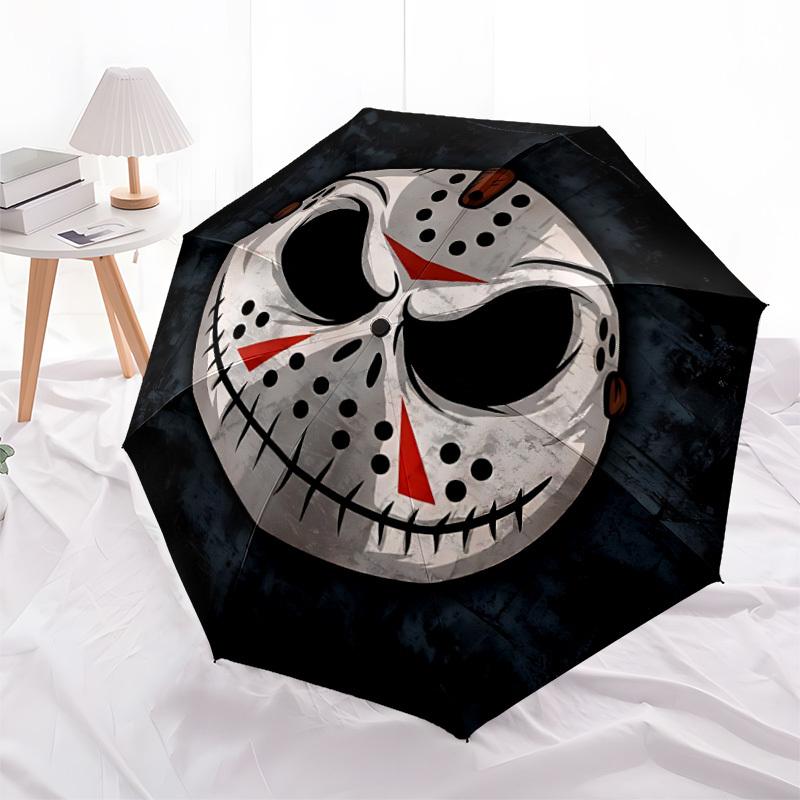 1pc Jason Voorhees Automatic Open/Close Umbrella Folding Umbrella, Portable Compact Travel Umbrella, Birthday/Christmas GiftL1110y16