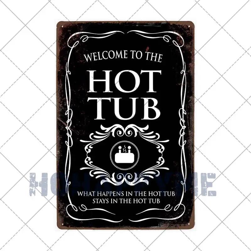 Funny Outdoor Hot Tub Metal Tin Sign Plates Vintage Poster Bathroom Plaques Wall Decorative Retro Home Decor 20*30cm