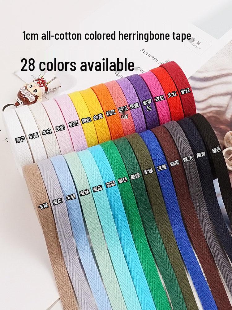

1cm Herringbone Cotton Woven Ribbon Trim - Pure Cotton Cloth Strap and Drawstring Violet 1cm 10m