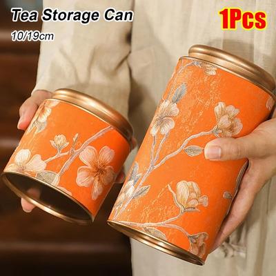 1Pcs 10/19cm Tea Sealed Jar Green Black Tinplate Storage Can Durable Empty Tea Can