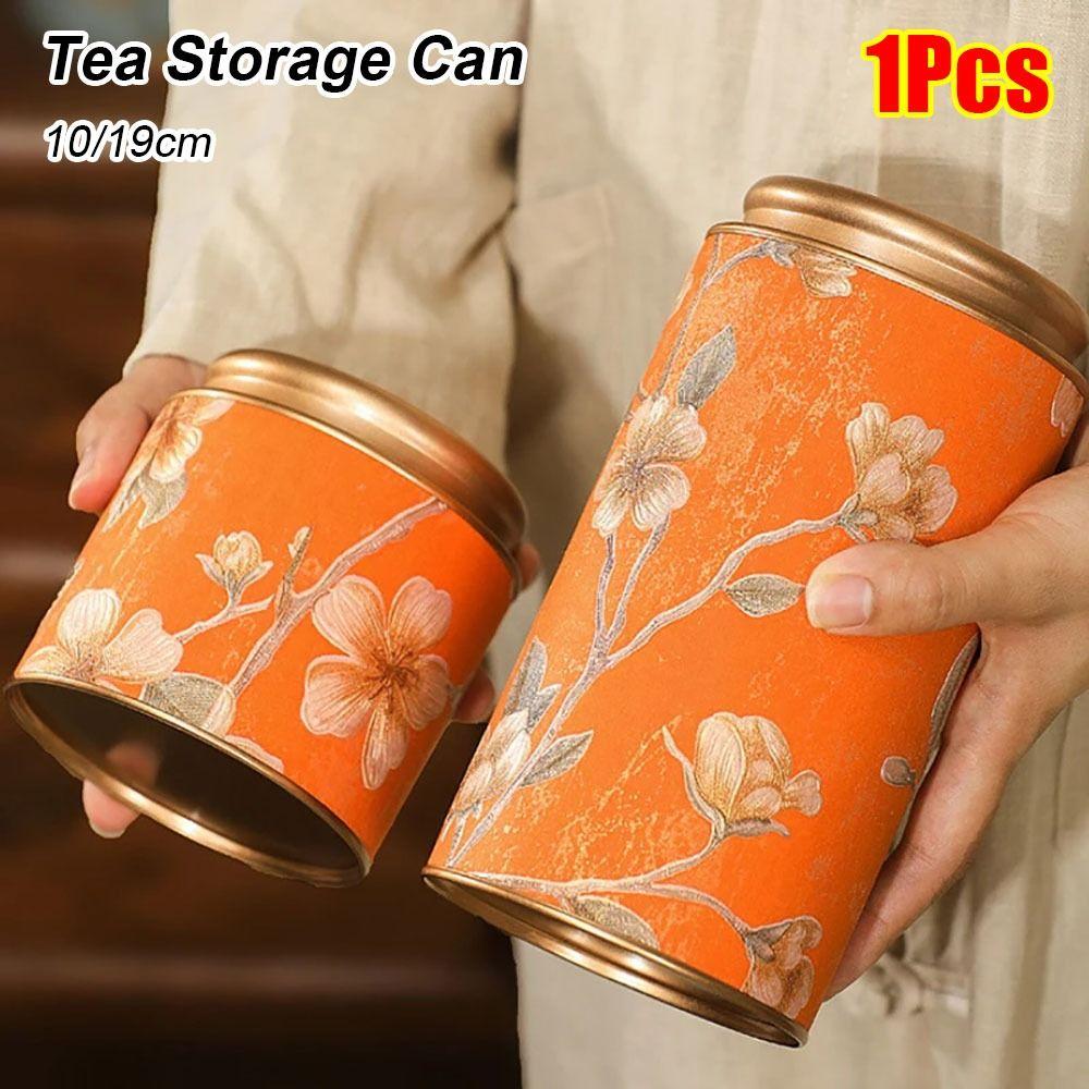 1Pcs 10/19cm Tea Sealed Jar Green Black Tinplate Storage Can Durable Empty Tea Can