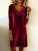 Damenmode Herbst Winter Neuer Stil Einfarbiger Mantel Breiter Revers Langarm Sexy Samtkleid