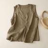 Cotton Linen Vest for Women Summer Sleeveless Cardigans Casual Buttons Short Jacket Waistcoat