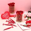 12 červených kuličkových per ve tvaru srdce, Vhodné do školy, kanceláře, pro romantické psaní, svatební knihy hostů, na Valentýna
