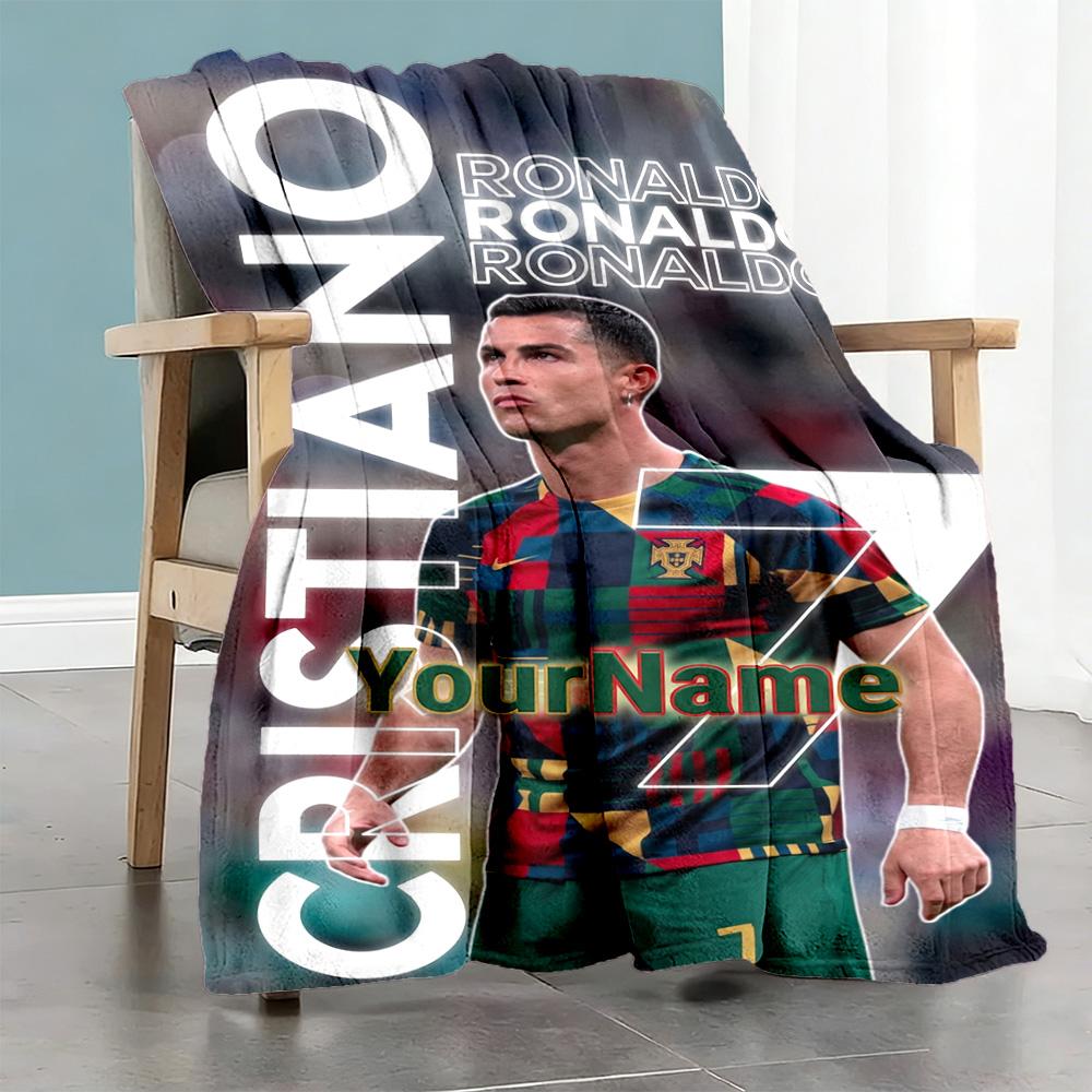 Cristiano Ronaldo Personalized Text Blanket Lightweight Personalized Blanket Warmthful Decor Suitable for Bedding Home Decor Picnics Nap