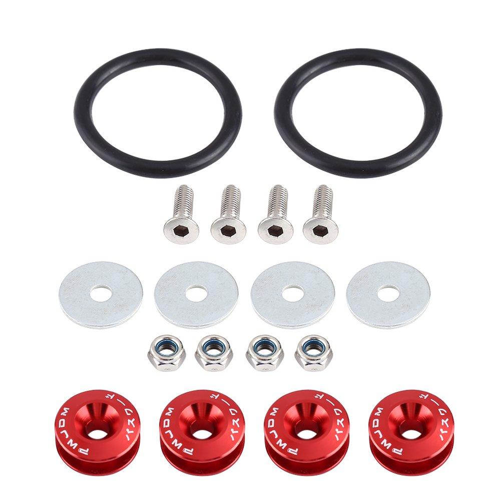 Aluminum Alloy Car Quick Release Fender Bumper Washers 9 Colors Set of 4 Durable (Red)
