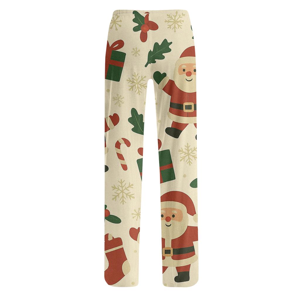 Women's Drawstring Christmas Printed Casual Pants