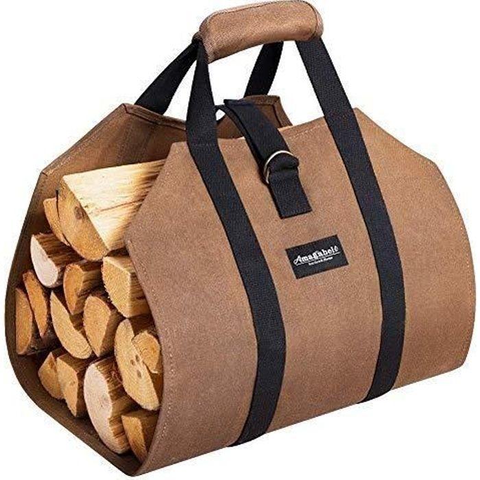 Amagabeli Toile Sac à bûche Cheminée Sac de chauffage Imperméable Transporteur de bois extérieur rangement pour le bois de
