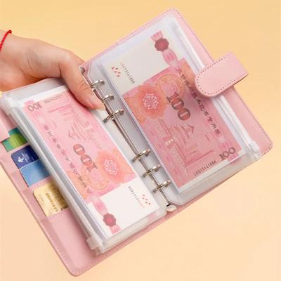 Carnet Organiseur Budget A6 à 6 Trous 8 Poches Zippées 2 Autocollants dans un Portefeuille Carnet de Notes Pour Organiser l'Argent Système de Caisse