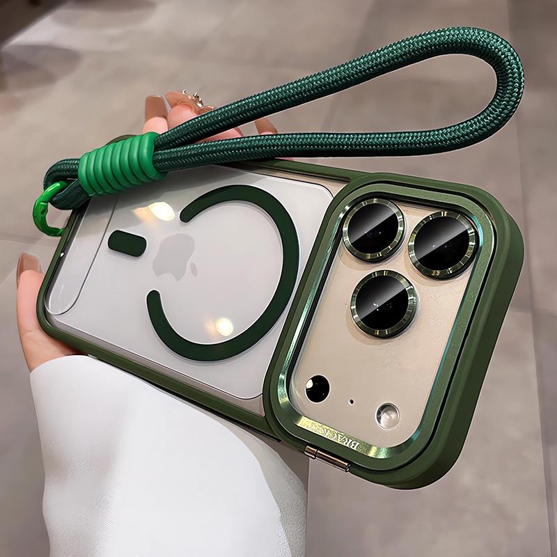 Magnetische Acryl iPhone 17 Linsenhalter Hülle mit Lanyard