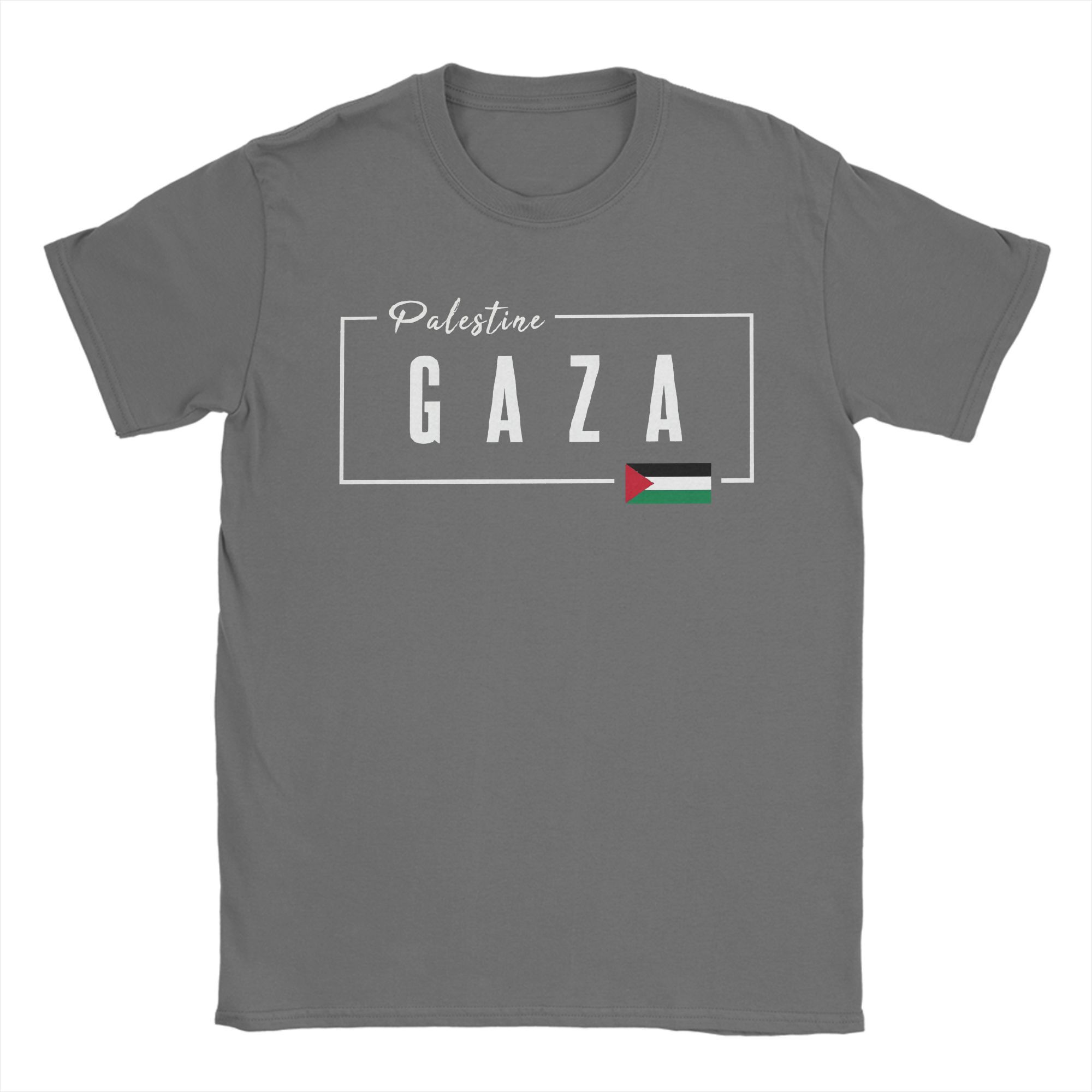 

Gaza Palestine Flag T Shirts Men s Pure Cotton Novelty T-Shirt Round Collar Tee Shirt Short Sleeve Clothing Gift Idea S