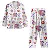 Women's 2 Piece Printed Suit Long Sleeve Button Up Top Wide Leg Pants Suit Set Pajamas Home Casual Suit