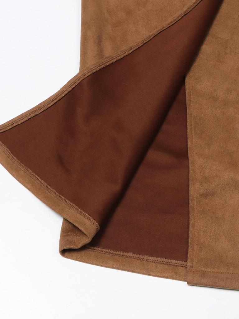 Elegant Women's Suede Skirt with Lace-up Knot - Solid Color, Spring/Autumn Collection