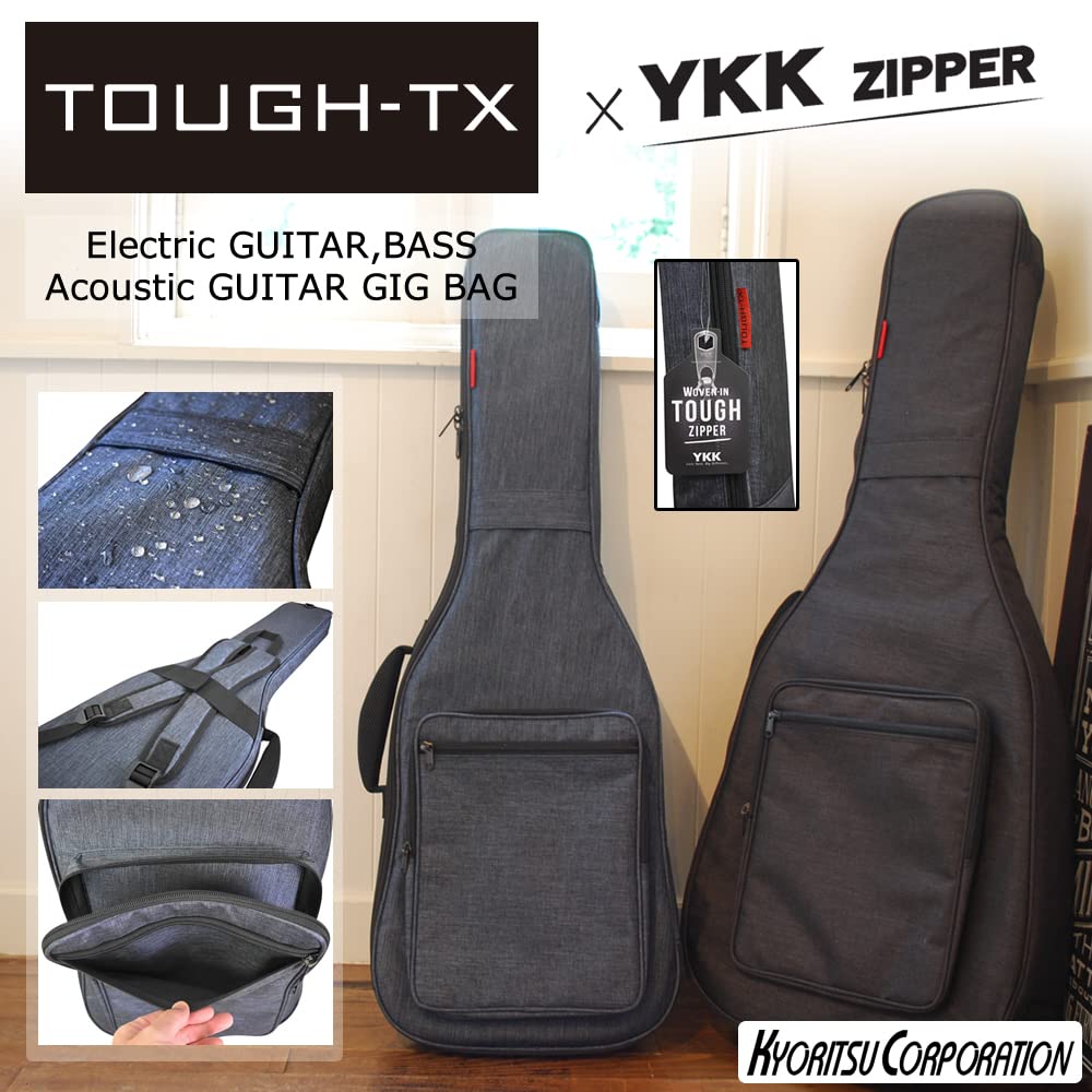 TOUGH-TX Tufftix Gig Bag for Acoustic Guitar with YKK TOUGH ZIPPER, TX-AG1/BK