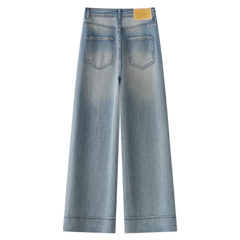 Women's High Waist Wide Leg Jeans - 2025 Spring/Autumn, Slimming Retro Style, Petite Loose Fit