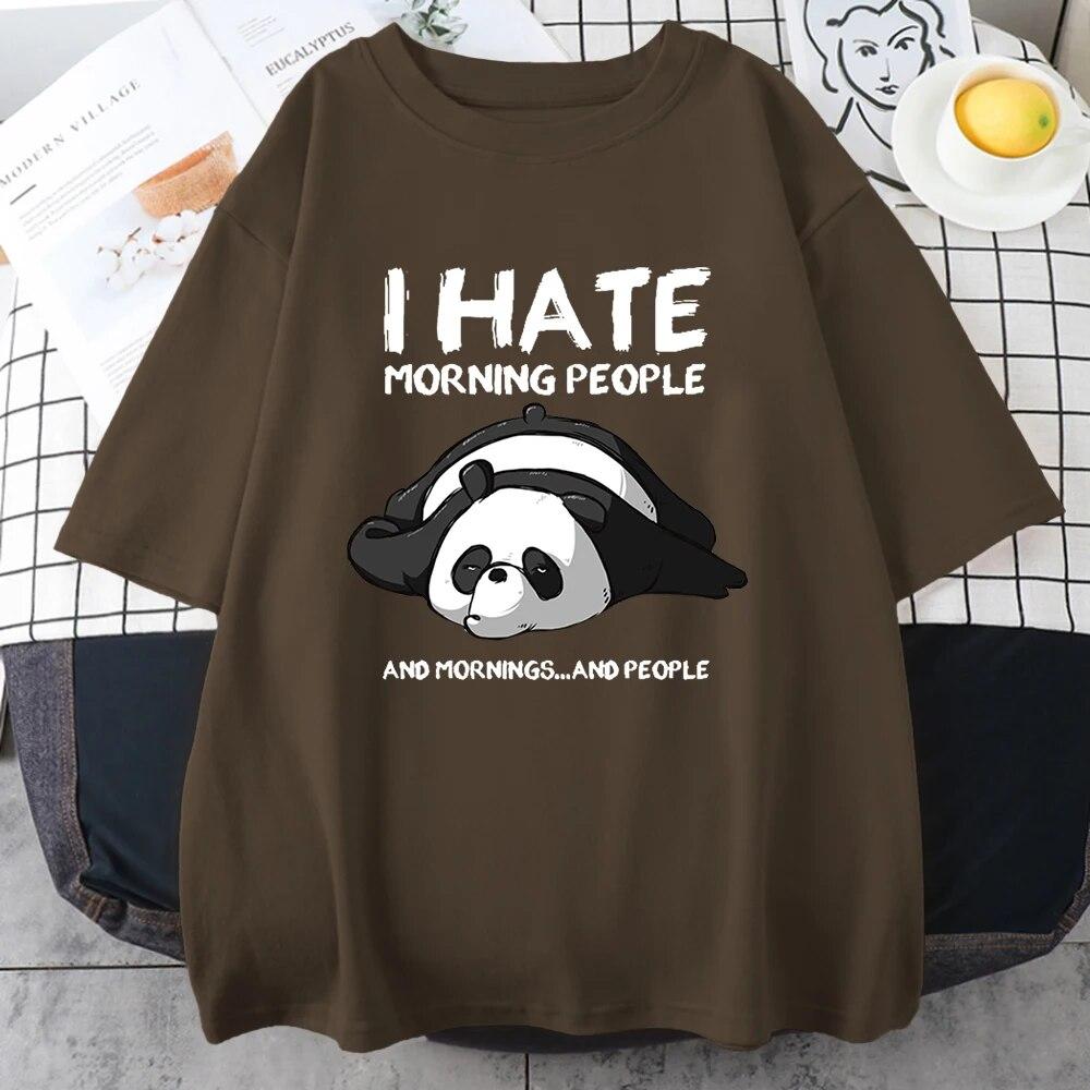 Lazy Panda I Hate Morning People Potisk triček pro unisex karikatury All-matematické oblečení Vintage Oversize Bavlna Pánské topy s krátkým rukávem