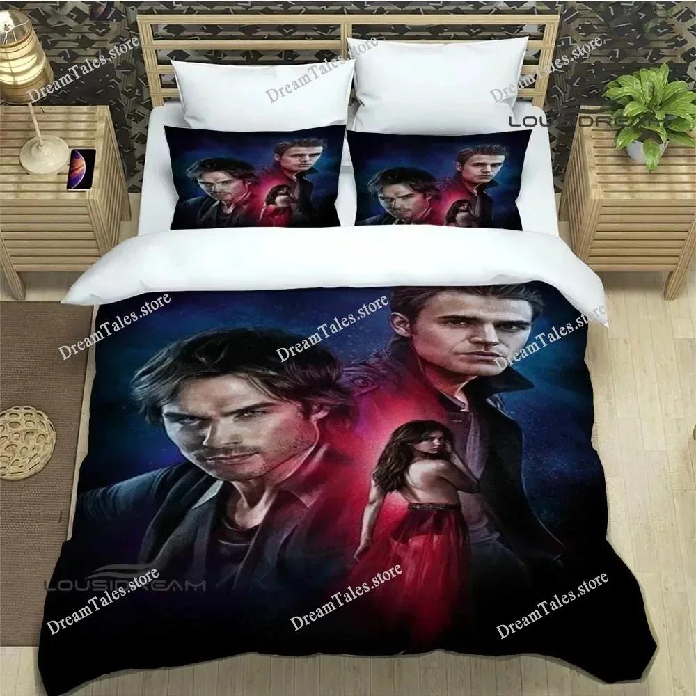 3D Print The Vampire Diaries Comforter Bedding Set Duvet Cover Bed Set Quilt Cover Pillowcase Comforter King Queen Size Adult369