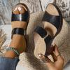 Fashion European American Sandals for Women 2024 Summer New Casual Coarse Heel Large One Word Comfortable Cool Slippers Zapatos De Mujer
