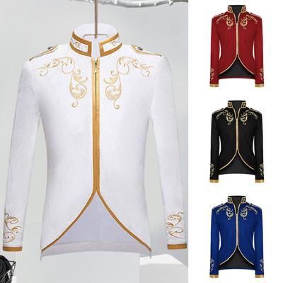 Halloween Men Coat Exquisite Embroidery Slim Irregular Bottom Vintage Jacket for Performance