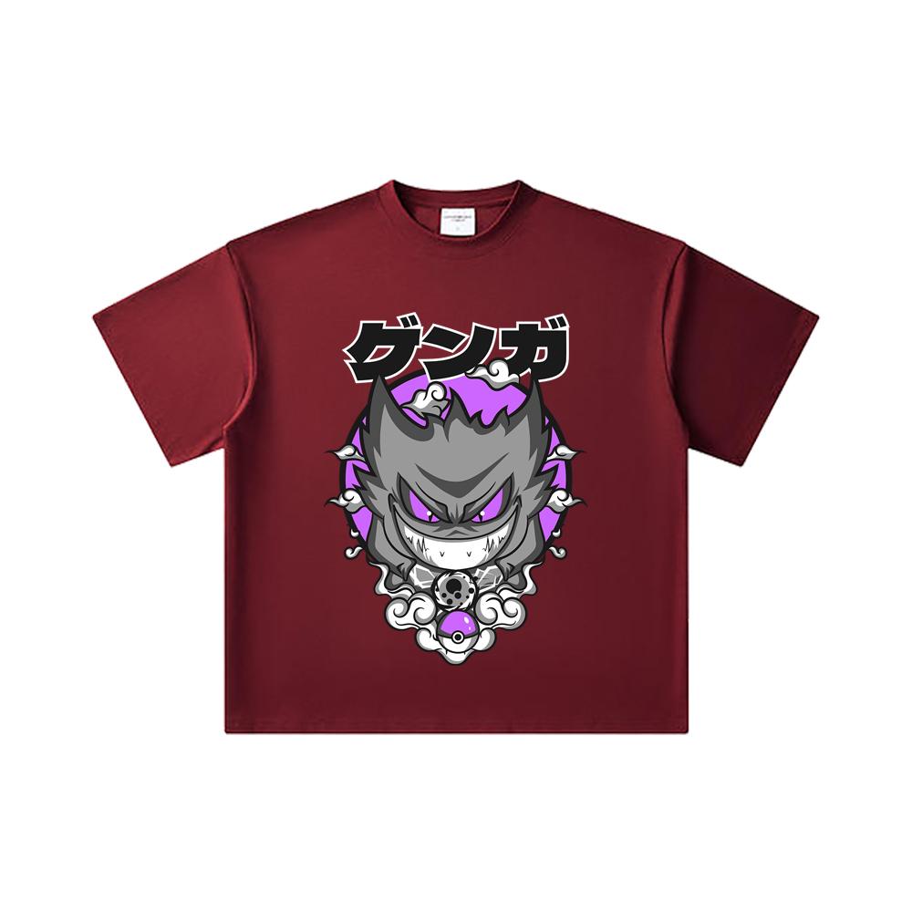 260 GSM Double Yarn 32 Count 100% Cotton Pokemon V10 Gengar Print Unisex Heavy Cotton T Shirt