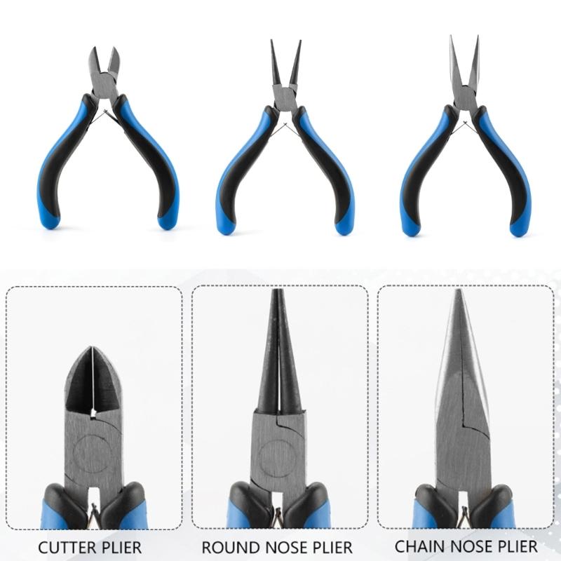 3 Pieces Multifuntional Jewelry Tool Set Jewelry Pliers Set Round Nose Pliers for Professional Crafting and Repairs