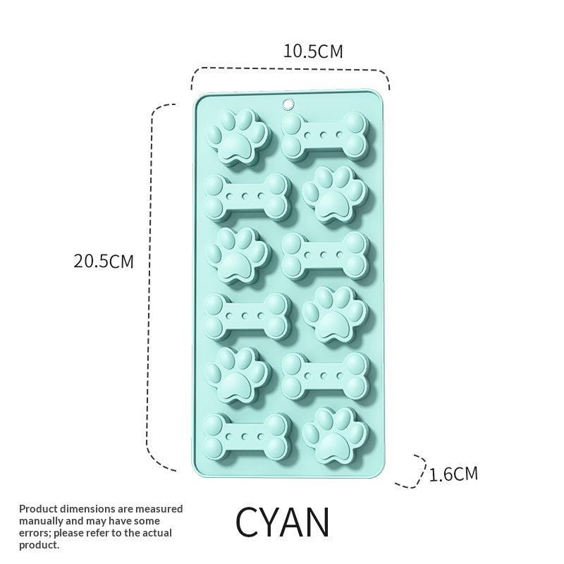 1Pcs Silicone Dog Bone Paw Mold Pink Blue For Dog Biscuits Treats Ice Cubes Chocolate Cake Candy