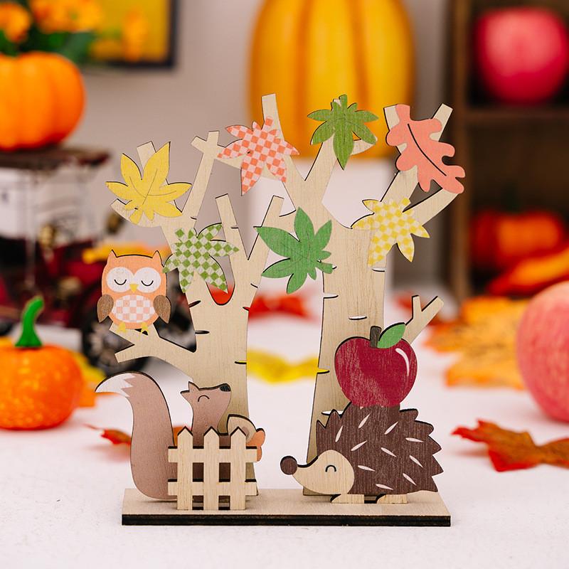 

Fall Charming Season Wooden Hedgehog Apple Tree Display For Festive Decorations Thanksgiving Harvest Apple C
