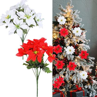 Faux Flowers 7 Heads Artificial Christmas Delicate Decorations