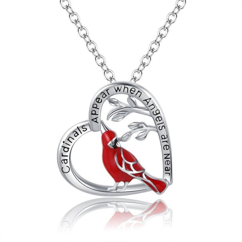 Red Cardinal Bird Jewelry Pendant Necklace Inspirational Memorial Christmas New Year Gifts for Women Mom Wife Daughter 1
