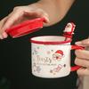 Christmas Ceramic Cup Gift with Handle, Mug, Creative Gift Box with Lid and Spoon, Couple's Water Cup, Christmas Gift Cup