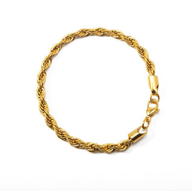 Silver Twisted Rope Bracelet - 4MM Elegant European & American Style for Women