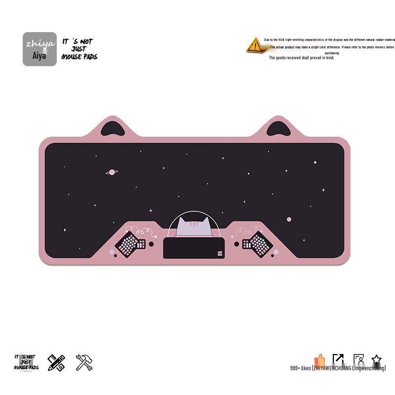 Extra Large Cute Cat Ear Gaming Mouse Pad - Cartoon Keyboard Desk Pad