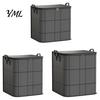 Reinforced Handle Storage Totes 3PCS Foldable Quilt Bins with Handles, Large Capacity Non-woven Fabric Clothing Bags Organizers, Space Saving Packing