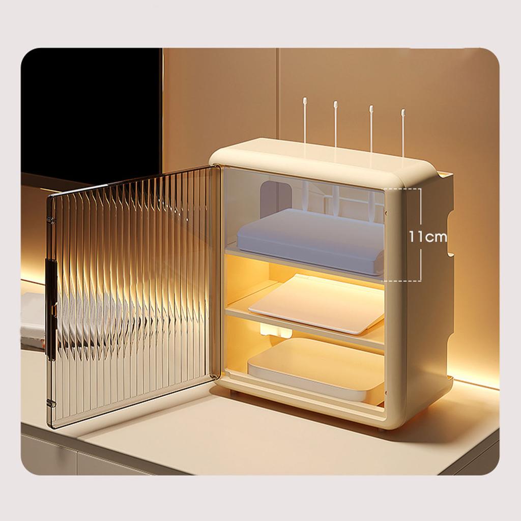 Wall Mounted WiFi Router Storage Box Semi Transparent Open Hole Wall Router Cable Box for Office