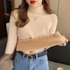 Casual Velvet Warm Pullovers Sweater for Women Fashion Thickened Half High Collar Base Autumn Sweaters Women Solid Slim Fit Plush Winter Jumpers 25613