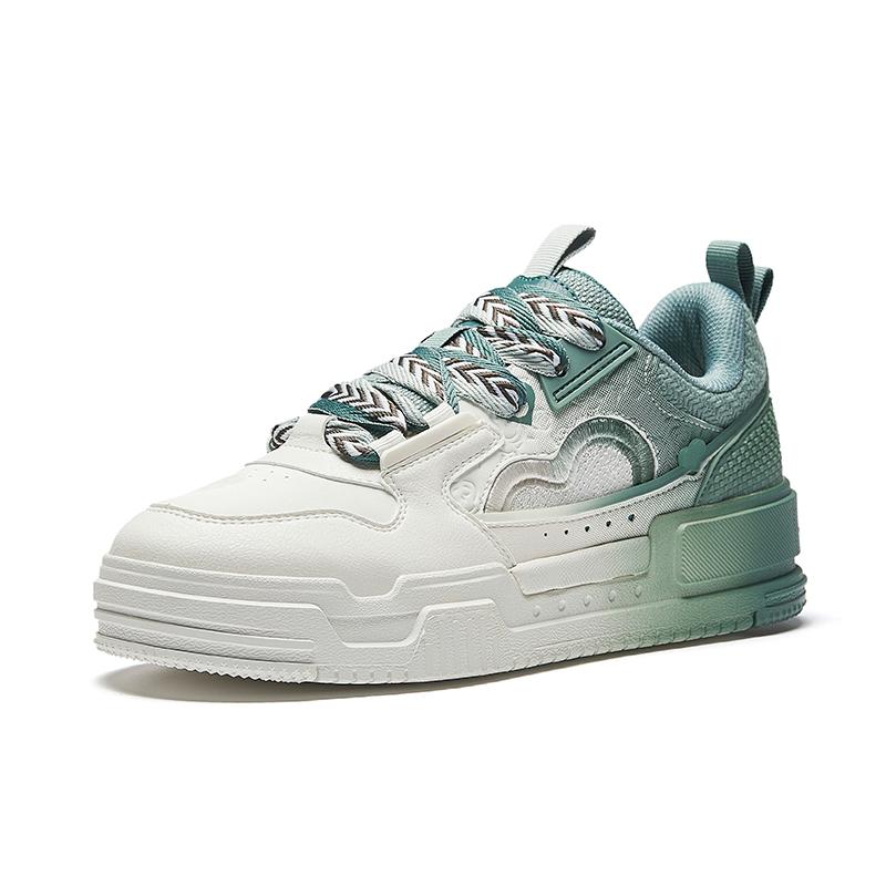 Anta Micro Sugar Bread Shoes Couple Color Matching Fashion Casual Wear Durable Lightweight Low-Top Skate Shoes Men Sneakers White Green 912348001-7
