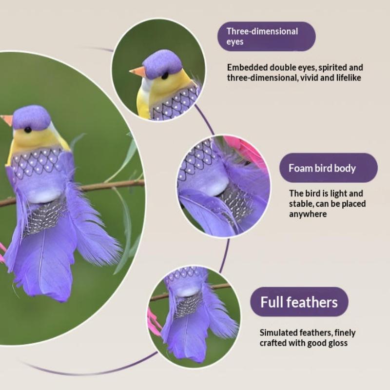 6Pcs Simulation Feather Birds Models Fake Foam Artificial Birds Diy Wedding Home Garden Ornament Decoration Tree Decor