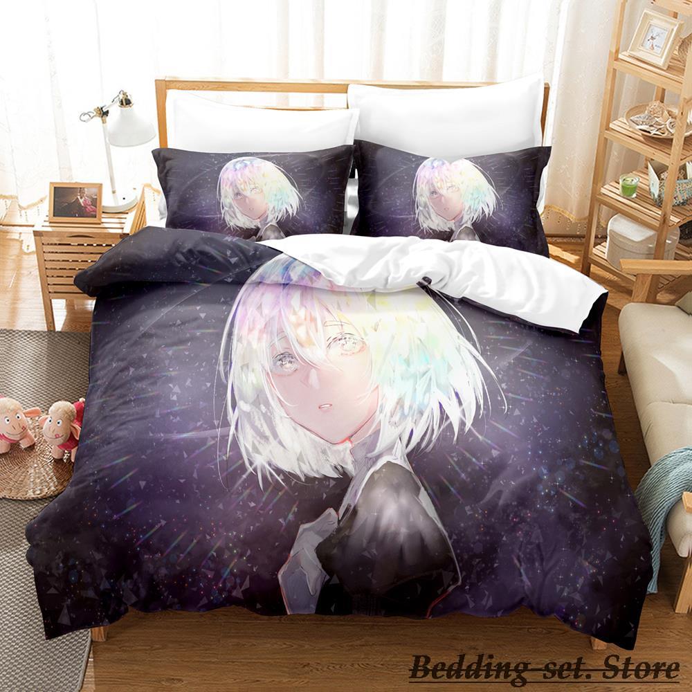 2023 Houseki No Kuni Bedding Set Cartoon Anime three-piece Set Adult Kid Bedroom Duvetcover Sets 3D Kawaii Girls Duvet Cover