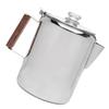 Stovetop Coffee Pot Stainless Steel Coffee Percolator with V Spout Wood Handle Multi Stove Compatible for Camping