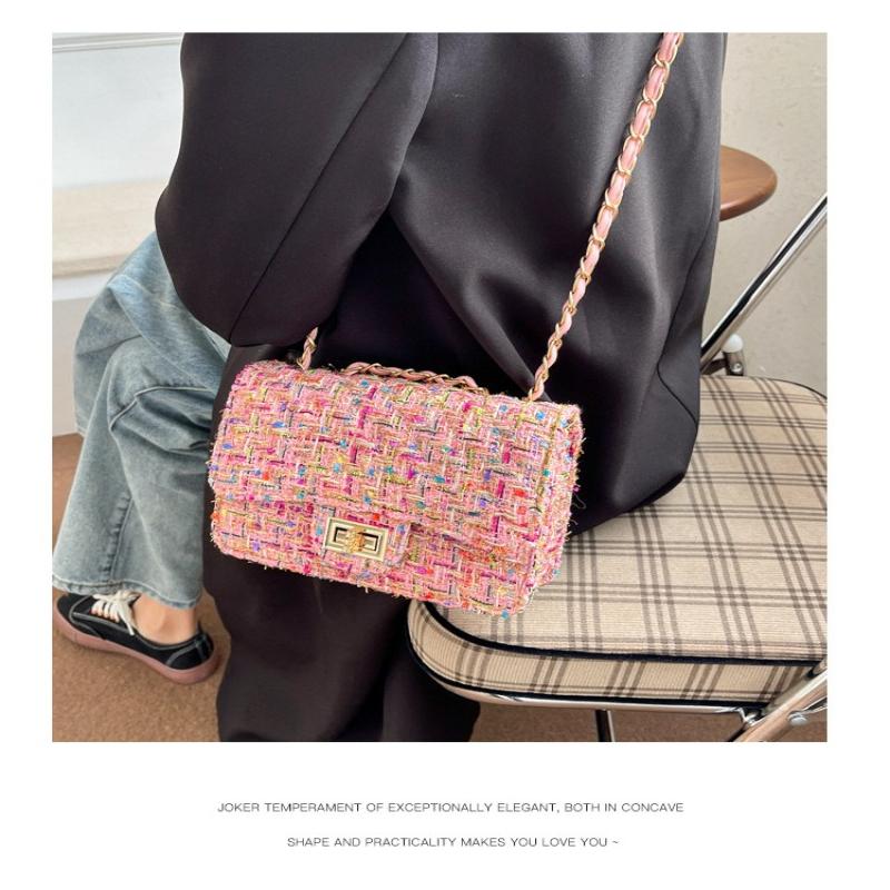 1Pc Xiaoxiangfeng Woolen Bag Women's Bag New Trendy Popular Korean Version Fashion Versatile Chain Single Shoulder Messenger Bag